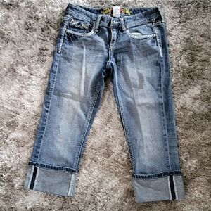 Women's Juniors Maurices Denim Capris Rolled Hem Size 1/2